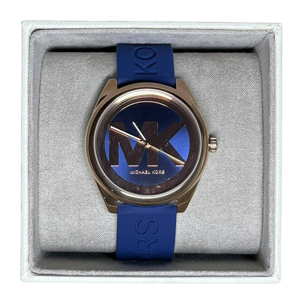 NIB - Michael Kors Women's Janelle Blue Silicone Watch 42mm - Picture 1 of 4